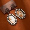 Aretes de diamantes color turquesa más vendidos transfronterizos de Europa y Estados Unidos, aretes de leopardo huecos ovalados retro de alta calidad, aretes bohemios