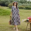 Novo Vestido de Algodão Estiloso para Mães de Meia-Idade, Vestido Longo de Verão com Barra Larga, Algodão Artificial, Roupa de Verão para Mulheres de 50 Anos