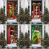 Cubierta de Puerta de Monstruo Peludo Verde Grinch Nuevo Transfronteriza Tela de Fondo Decoración de Atmósfera Cortina de Puerta Navideña Tela Colgante Cubierta de Puerta Tapiz