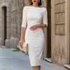 Estilo Europeo Otoño/Invierno 2026 Amazon Vestido Formal Elegante para el Trabajo para Mujer, Ajustado, que Resalta la Cadera, con Mangas de Longitud Media