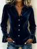 2026 Otoño e Invierno Transfronterizo Europeo y Americano Nuevo Top Camisa Casual para Mujer con Cuello, Mangas de Campana, Terciopelo Coreano, Botones en Color Rosa
