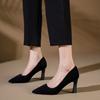 Etiqueta Sapatos de salto alto femininos camurça sola macia pés longos não cansados voo ocupação vestido viajante profissional preto sapatos de trabalho sapatos de camada única