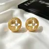 Brincos modernos e simples em formato de botão com recortes de cruz, brincos stud versáteis e elegantes cravejados com diamantes vintage para mulheres, brincos de cruz atacado transfronteiriço