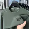 Sudadera de cuello redondo para hombre de primavera y otoño, camiseta de manga larga, top pullover casual de negocios para hombre de primavera y otoño, camiseta básica