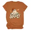 Amazon eBay sitio independiente casual y cómoda camiseta de mujer con cuello redondo y manga corta espeluznante de luna telaraña fantasma