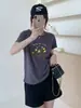 Top Casual Versátil de Algodón con Textura de Copo de Nieve para Mujer, Manga Corta, Manga Enrollable, Ropa para Mujer Shisanxing al por Mayor en Stock