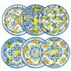 Bp039 Platos de Papel de Porcelana Azul Limón y Blanco para Fiestas Navideñas, Juego para 8 Personas, Decoración Estilo Chino, Papel Desechable