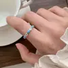 Anillo Estrella de Elfo Azul para Mujer Geométrico Gota de Agua Apertura Irregular Anillo Casual Elegante Temperamento Anillo para Dedo Índice Moderno
