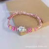 Pie de plata 999 original tejido a mano pulsera libro rojo pequeño accesorios de gato hueco lazo cuerda de mano terminada venta al por mayor