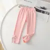 Leggings para Niña Primavera y Otoño Nuevo Estilo Coreano Pantalones Casuales para Niña Niños Pequeños y Medianos Encaje Ajustados Pantalones de Algodón Puro Modernos