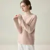 Suéter de gola redonda com pontinhos de cashmere para mulheres, malha solta para outono e inverno, suéter de cashmere versátil e quente, bege suave