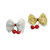 Adorno de Encaje de Oro y Plata Transfronterizo Cereza Lazo Grande Hecho a Mano DIY Accesorios para el Cabello Ropa Zapatos Sombreros Accesorios de Decoración para Mascotas