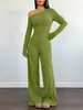 Conjunto de dos piezas de nuevo otoño e invierno para mujer, top ajustado de manga larga y pantalones de pierna ancha, transfronterizo de Amazon europeo y americano