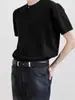Camiseta de Tricô Manga Curta Gola Henry com Botão Americano Masculina Verão Seda Gelada Estilo Old Money High-End Durão Casual