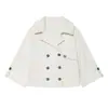 Moda femenina europea y americana transfronteriza AliExpress superventas casual retro holgado gabardina corta de doble botonadura chaqueta