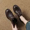 Zapatos Pequeños de Cuero para Viajar Estilo Británico para Mujer Suela Suave Tacón Medio Tacón Grueso Cuero Suave Zapatos de una Sola Capa Sin Pies Zapatos de Trabajo talla grande 41 a 43