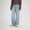Jeans de Pierna Ancha Azul Claro para Hombre OT, Pantalones Rectos Holgados para Hombre, Pantalones de Pierna Ancha Rasgados de Otoño, Pantalones Largos de Moda