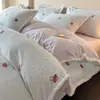 Conjunto de Roupa de Cama Espesso Esculpido em Leite de Lã de Quatro Peças para Outono e Inverno Lençol Quente Capa de Edredom Lençol com Elástico Quarto Principal de Casa Toque de Luxo Roupa de Cama