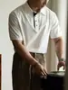 Algodón de Nube Negocios Seda de Hielo Fresca Manga Corta Camisa Polo Hombre Verano 2025 Nuevo Hebilla Cosida a Mano Informal de Viaje Superior