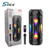 Sing-E Zqs8260 Alto-falante Bluetooth Colorido Mágico RGB Duplo de 8 polegadas Microfone Alto-falante Portátil para Karaokê ao Ar Livre