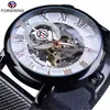 Servicio de Dropshipping para Reloj Mecánico Manual de Malla Hueca Dorada de Moda Casual para Hombre Forsining