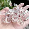 Anillo de ágata natural para accesorios de mano de jade Hanfu DIY, anillo liso de calcedonia helada de alta calidad, disponible para venta al por mayor