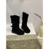 Botas Altas Xshx|Zapatos Familiares para Niñas Adultas Suela Engrosada Cálida Antideslizante Cuello Lateral Plegable