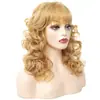 WW2-11 Peluca para Mujer Tocado Transfronterizo Nuevo Europeo y Americano Dorado Dorado Mediana Grande Rizada Peluca Tocado