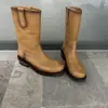 Versión de piel de oveja~Botas de media caña sin cordones con tacón grueso y punta redonda, estilo minimalista francés, nuevas botas de moda para otoño e invierno 2026, botas de jinete