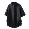 Camiseta de Verano para Hombre Marca Nasa de Alta Calidad con Bloques de Color Rayas Cuello Alto Media Cremallera Manga Corta Transpirable Casual Holgada