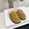 Pantuflas cerradas de medio lana para mujer estilo Birkenstock, retro de alta gama, nicho, transfronterizas, versátiles para usar en exteriores, mules perezosos