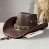 Hebilla de Remache para Cinturón de Piel de Vaca Sombrero Jazz para Hombres y Mujeres Primavera, Verano y Otoño Viajes al Aire Libre Sombrero para el Sol Ala Ancha Sombrero de Vaquero Occidental de Xizang