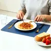 Manteles Individuales de Cuero con Patrón de Tela Estilo Nórdico para Mesa de Comedor, Manteles Aislantes para el Hogar de Doble Cara, Manteles Individuales Cuadrados Estilo Occidental para Hotel, Impermeables