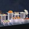 Suporte de acrílico para exposição, mesa de sobremesas com ondulações d'água, padrão de pedra, layout de banquete sofisticado, suporte para lanches, refeições frias, mesa para chá