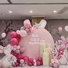 Bebê coelho um ano de idade banquete aniversário arranjo fundo parede cena decoração balão captura zhou cerimônia suprimentos adereços kt display board