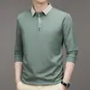 Polo de manga larga para hombre primavera y otoño camiseta de solapa papá de mediana edad ropa casual nueva camiseta interior top waffle