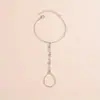 Cadena de Dedos con Perlas de Imitación Turquesa para Dedos, Cadena de Mano Simple con Perlas, Estilo Pastoral Natural