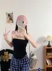 Verano moderno estilo chica caliente sexy estampado de lunares diseño único sin tirantes sin mangas top sin mangas nueva llegada