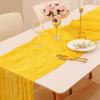 Caminho de Mesa Estilo Boêmio, Caminho de Mesa de Chiffon Franzido de Bali, Toalha de Mesa Trançada Estilo Europeu, Decoração para Festa de Casamento