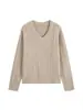 Suéter de Tricô Trançado com Gola V Retrô para Mulheres, Cardigã Solto Curto de Tricô Grosso, Blusa Elegante de Manga Longa para o Dia a Dia