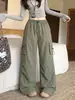 Pantalones de trabajo de estilo americano para mujer, nueva colección de otoño, pantalones casuales versátiles tipo paracaídas de pierna ancha recta holgada con bolsillos grandes