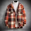 Camisa de Franela a Cuadros Cepillada de Manga Larga Ajustada de Venta Caliente Otoño e Invierno 2024 para Hombre
