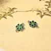 Accesorios de Plata S925 Cloisonné Anillo Doble Cabeza Retro de Plata Esterlina Esmaltada Accesorios para Pendientes Accesorios Hechos a Mano para DIY