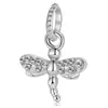 Panjia Nova Venda Quente Prata Retrô Flor de Diamante Abelhas Libélula Contas DIY Acessórios de Joias Pulseira Pulseira