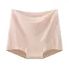 Pantaletas de cintura media-alta, corte plano, diseño anti-exposición, ropa interior para mujer, adecuadas para mujeres de talla grande, muy elásticas, sin costuras, control de abdomen, transpirables y cómodas, tipo bóxer de cuatro esquinas