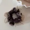 Super Hada Simple Malla Scrunchie Francés Color Sólido Perlado Transparente Gasa Anillo de Salchicha Temperamento Adulto Anillo de Cabello Salchicha Mujeres