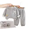 Lindo Conjunto de Niña con Felpa Estilizado Moda Elegante Niña Estampado Completo Lazo Uso Diario con Capucha Dos Piezas