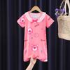 Camisón infantil, pijama de verano para niñas, de manga corta, con falda fina de encaje, ropa de casa para niñas de dibujos animados de talla mediana y grande.