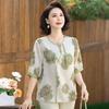 Camiseta de Verano de Manga Corta para Mamá Joven Blusa Elegante para Mujer de Mediana Edad Top de Estilo Chino para Dama Elegante Adelgazante para Ocultar la Barriga Mujeres