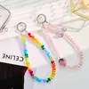 Cadena para Colgar Teléfono Móvil de Cristal Arcoíris Ins Boutique Pulsera de Abalorios Hecha a Mano Colgante para Funda de Teléfono Móvil Niña Fresa Lazo